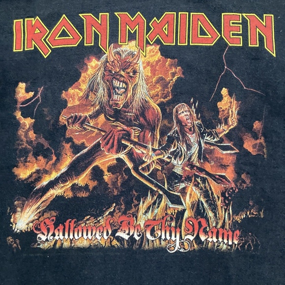 EUC 2000's IRON MAIDEN HALLOWED BE THY NAME ROCK T Black SHIRT 100% Cotton YL - Picture 2 of 6